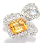 4.29ctw Citrine & White Topaz Halo Bypass Ring