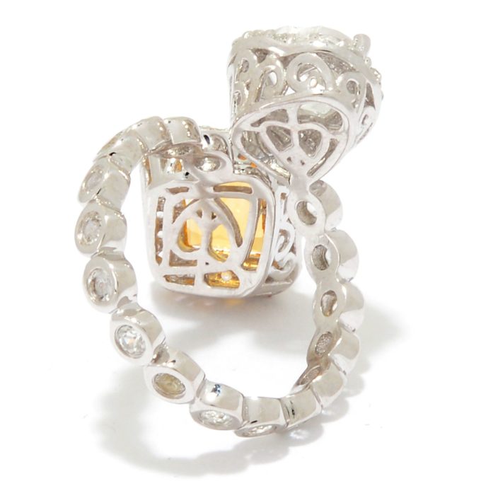 4.29ctw Citrine & White Topaz Halo Bypass Ring