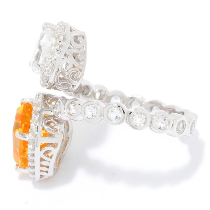 4.29ctw Citrine & White Topaz Halo Bypass Ring