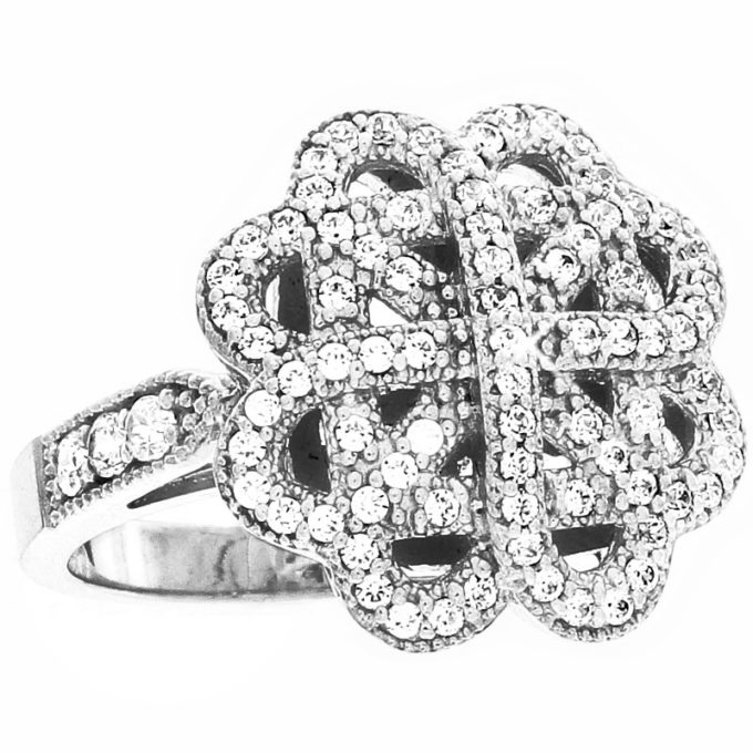 Four Leaf Clover Heart Ring