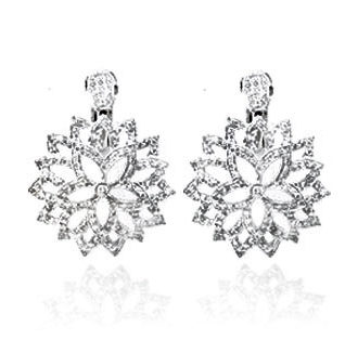 Medium Heart Lotus Circle Drop Earring