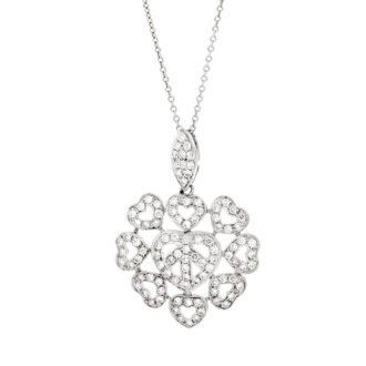 SFHP: 18k white Gold Small Floating Heart Necklace 0.88ct