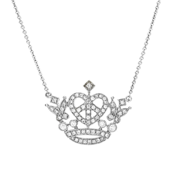 Large Royal Crown Heart Necklace