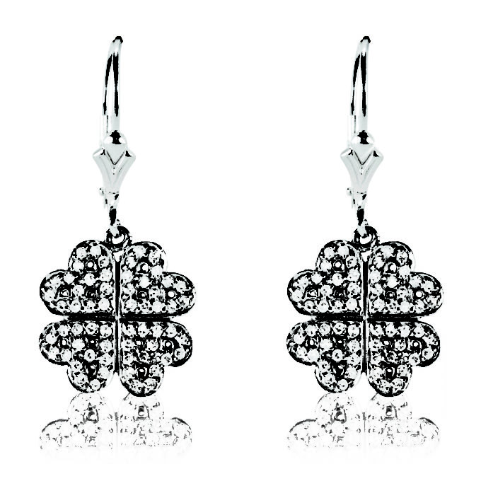 Small 4 Leaf Clover Heart Earring