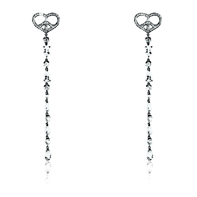 Small Heart 7 Diamond White Topaz Drop Earring