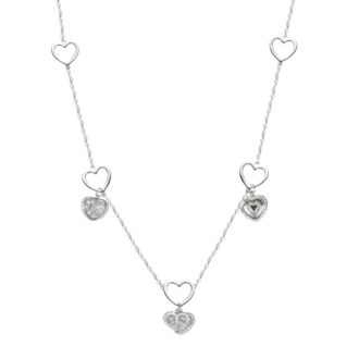 Sterling Silver 4 Heart Necklace 36” length