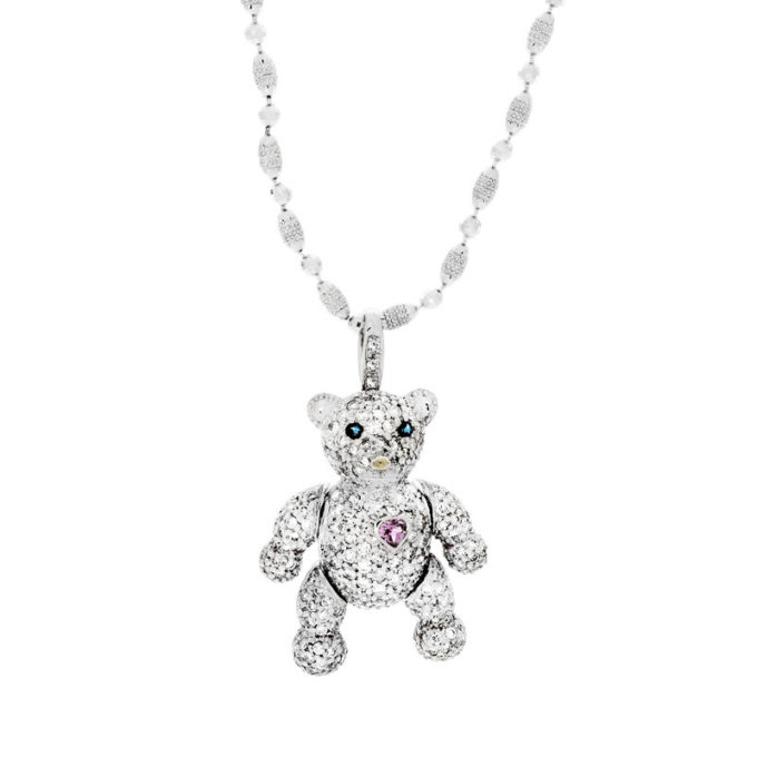 Teddy Bear Pendant with Pink Heart