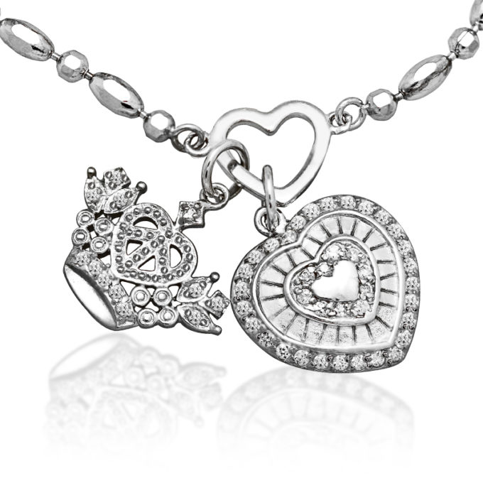 Sterling Silver Necklace with Good Luck Charms 36”length