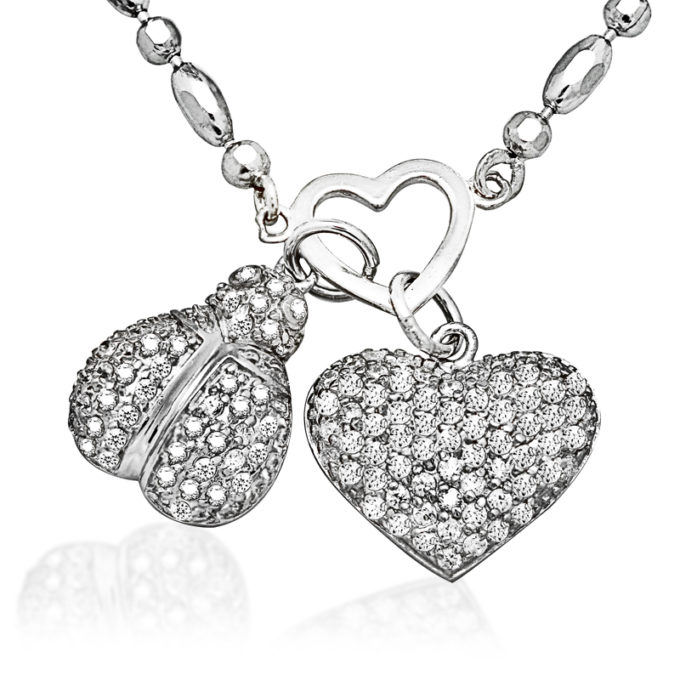 Sterling Silver Necklace with Good Luck Charms 36”length