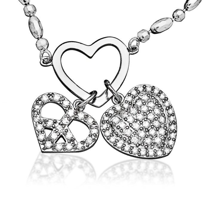 Sterling Silver Necklace with Good Luck Charms 36”length