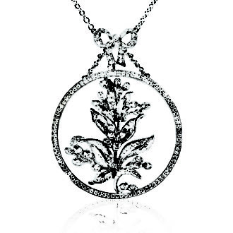 Diamond Olive Branch in Circle with Necklace