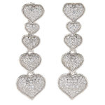 Legacy 1.5" 1.74ctw White Topaz 5-Heart Drop Earrings - Platinum