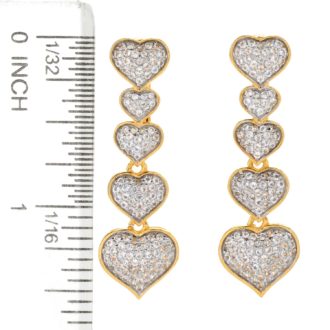 Legacy 1.5" 1.74ctw White Topaz 5-Heart Drop Earrings - Platinum