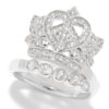 Sterling Silver White Zircon Charm Adjustable Ring
