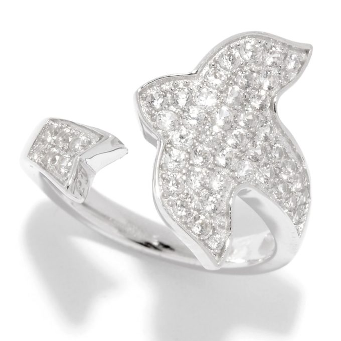 Sterling Silver White Zircon Charm Adjustable Ring