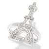 Sterling Silver White Zircon Charm Adjustable Ring