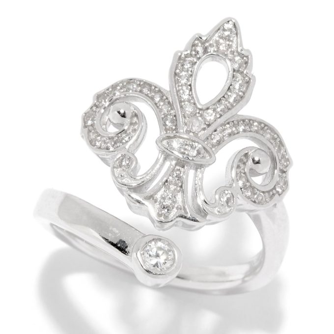 Sterling Silver White Zircon Charm Adjustable Ring