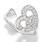 Sterling Silver White Zircon Charm Adjustable Ring