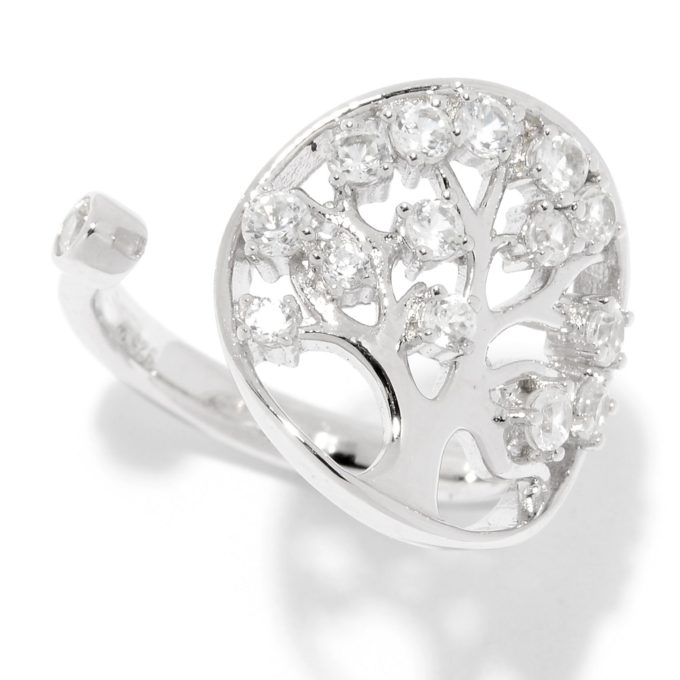 Sterling Silver White Zircon Charm Adjustable Ring