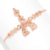 Rose-Tone White Topaz & Gem Charm Adjustable Bracelet