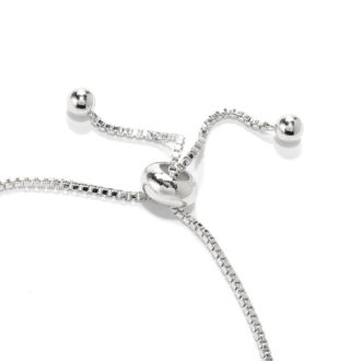Silver-Tone White Topaz & Gem Charm Adjustable Bracelet