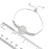 Silver-Tone White Topaz & Gem Charm Adjustable Bracelet
